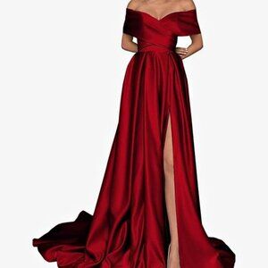 Tailored Deep Red Gown with train (size medium)